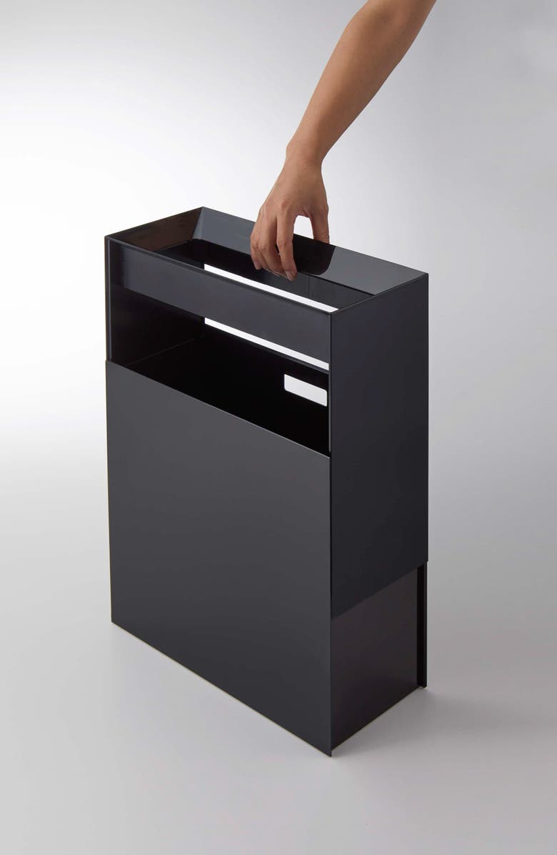 Yamazaki Wide Trash Can, Alternate, color, Black