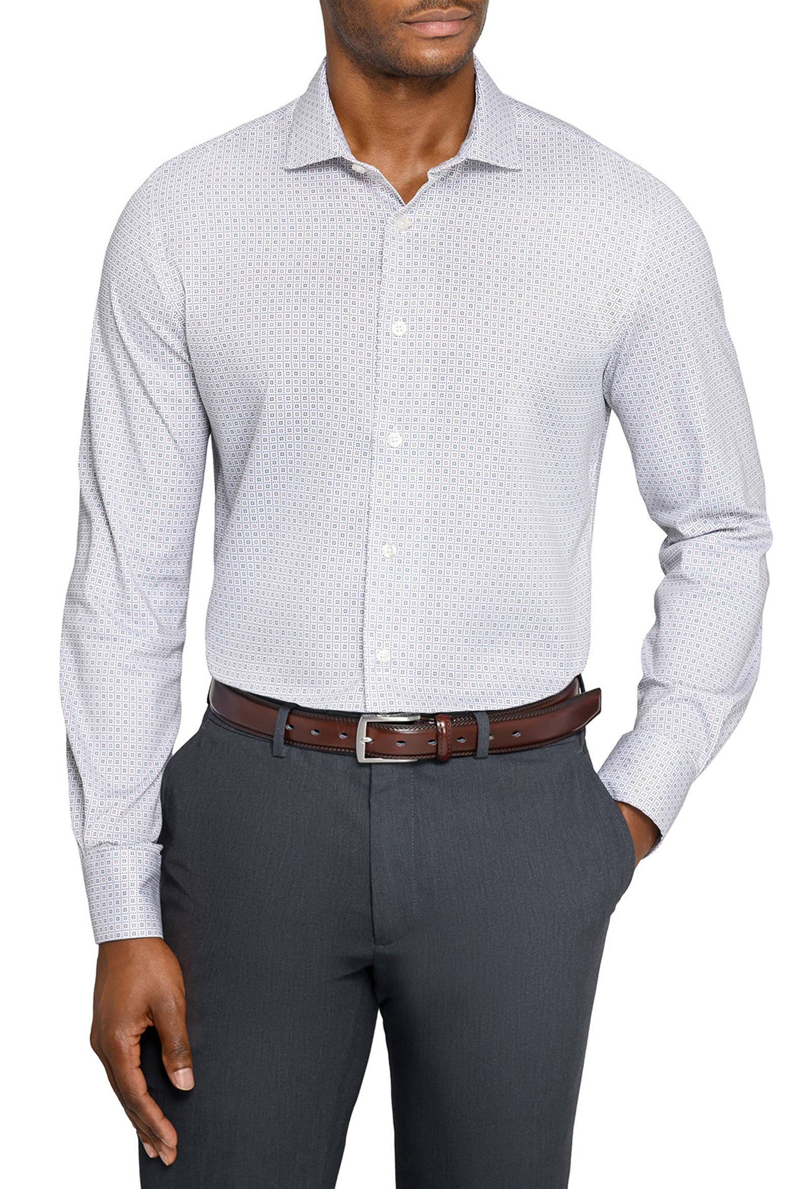 W.R.K Reworked Slim Fit Geometric Print Cotton Dress Shirt (Men ...