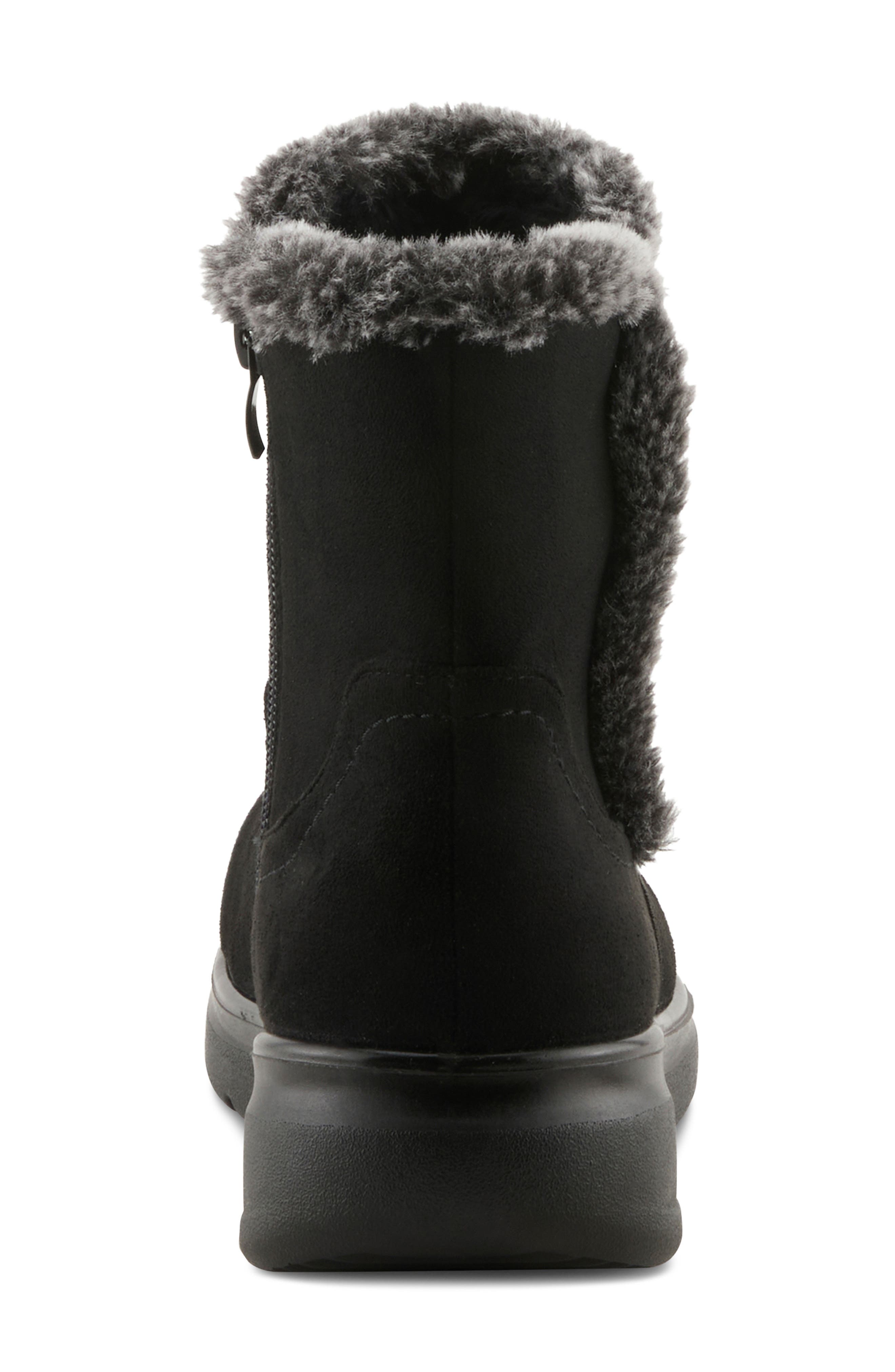 Daeloriah Water Resistant Faux Fur Bootie, Alternate, color, BLACK