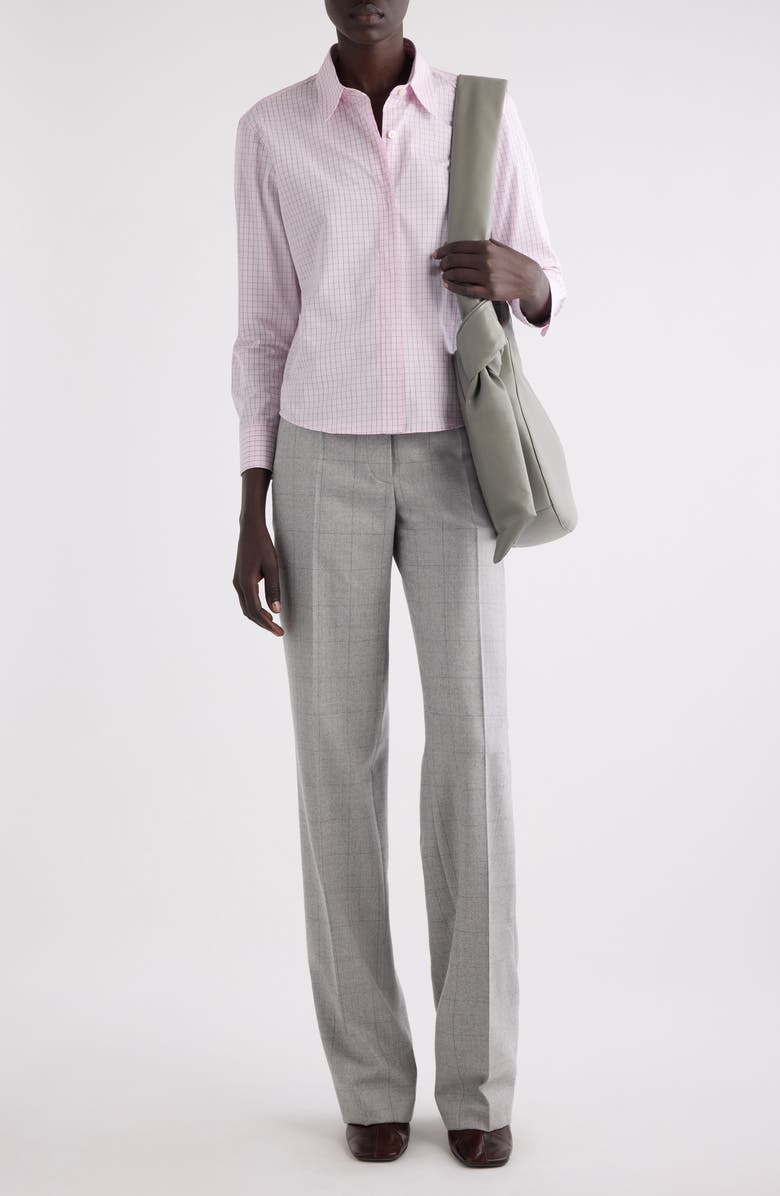 Dries Van Noten Clavini Grid Print Cotton Poplin Button-Up Shirt, Alternate, color,