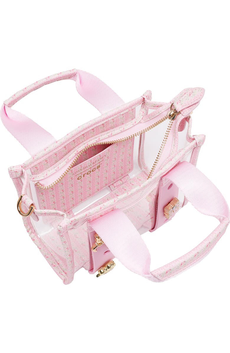 CROCS x LoveShackFancy Clear Mini Tote Crocssbody Bag With Charm details and Dust bag, Alternate, color,