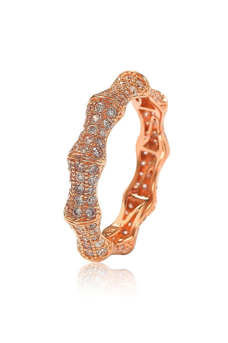Pavé Cubic Zirconia Bamboo Eternity Ring, Alternate, color, PINK