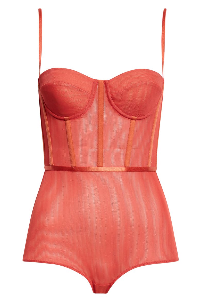 Rebellion Mesh Corset Bodysuit, Alternate, color, RED