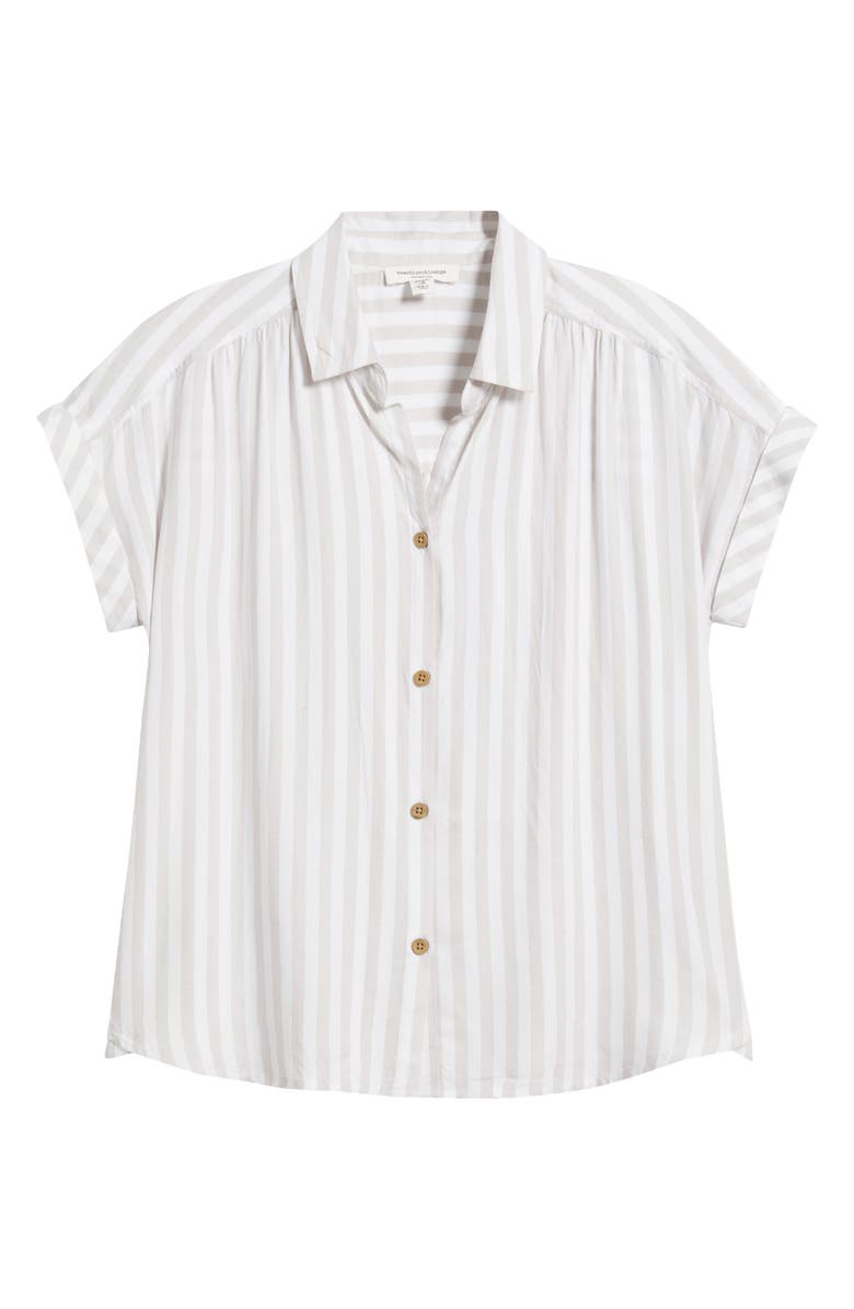 beachlunchlounge Darby Short Sleeve Button-Up Shirt, Alternate, color, Vintage Khaki