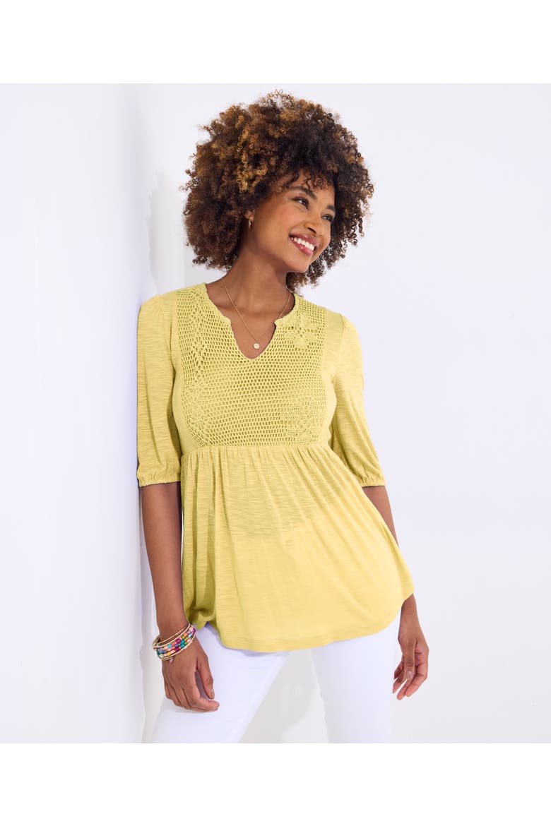 Notch Neck Babydoll Tee, Main, color, BUTTER