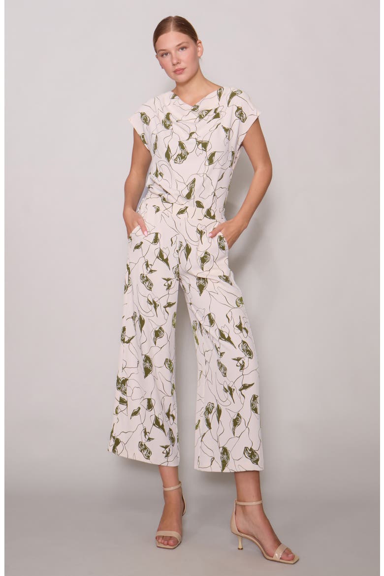 Crepe Wide Leg Pants, Alternate, color, BONE OLIVE ABSTRACT