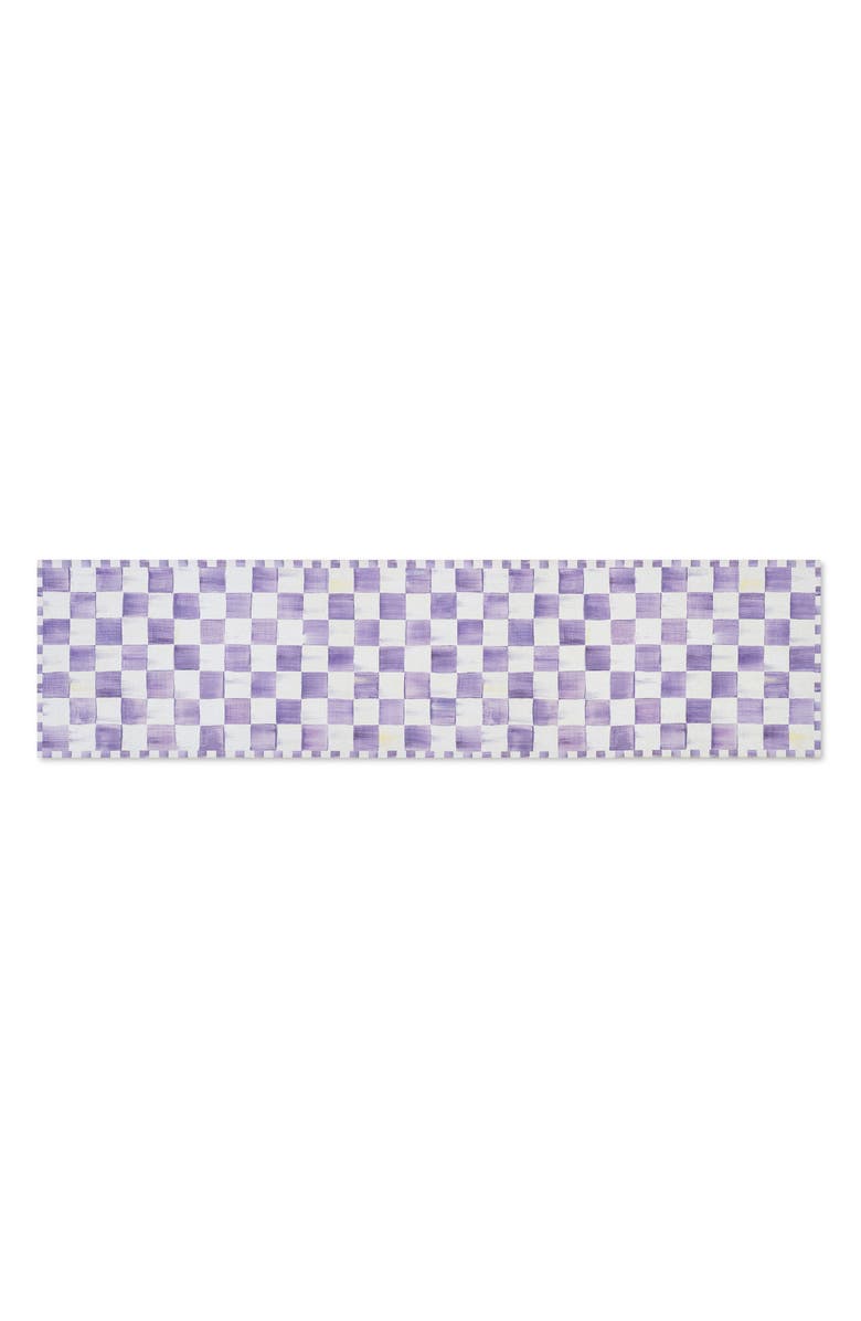 MACKENZIE CHILDS Violet Checkerboard Machine Washable Runner Rug, Main, color, Violet