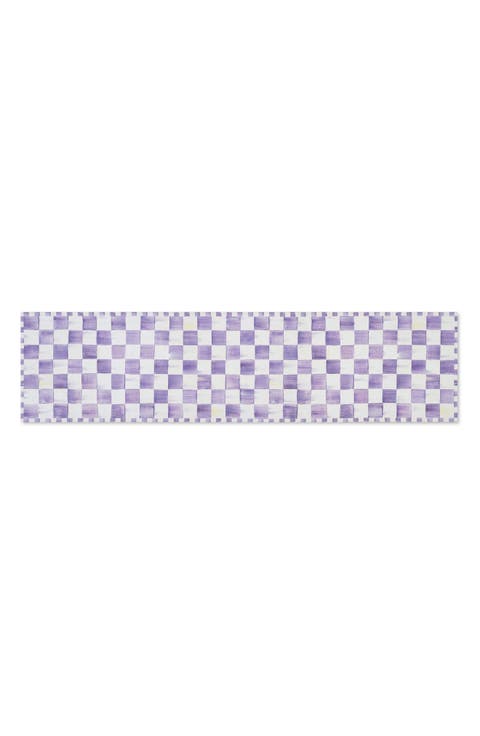 Violet Checkerboard Machine Washable Runner Rug