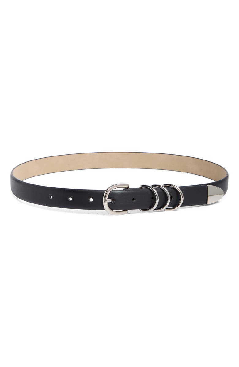 Nine West Tripe Ring Faux Leather Belt, Main, color,