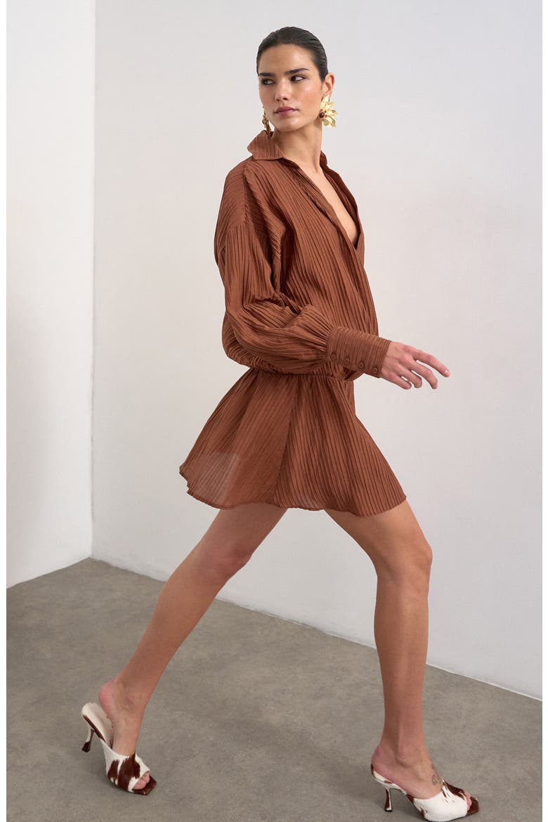 Long Sleeve Rib Shirtdress, Alternate, color, RUST