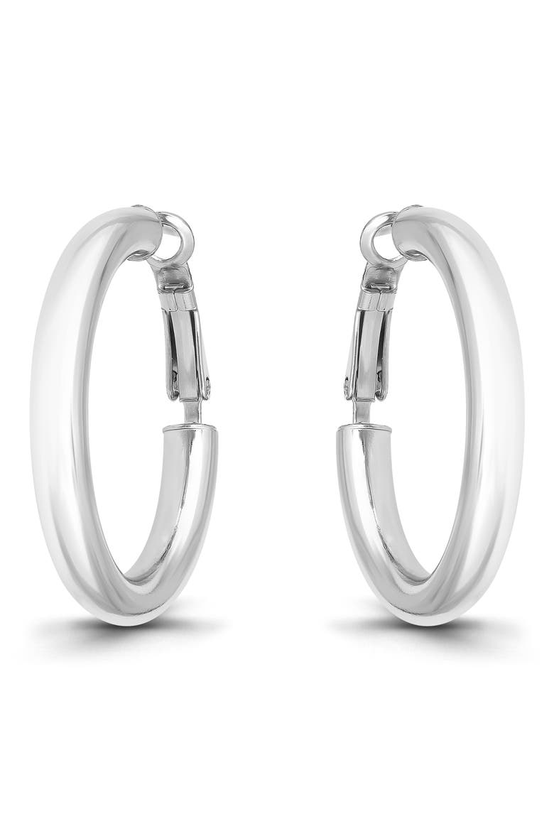 35mm Tube Hoop Earrings, Main, color, SILVER