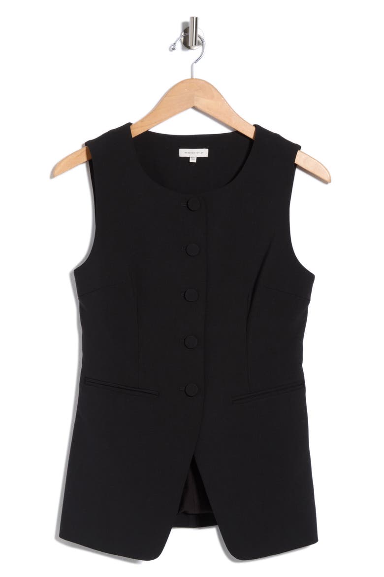 Refined Suiting Button Front Vest, Main, color, BLACK