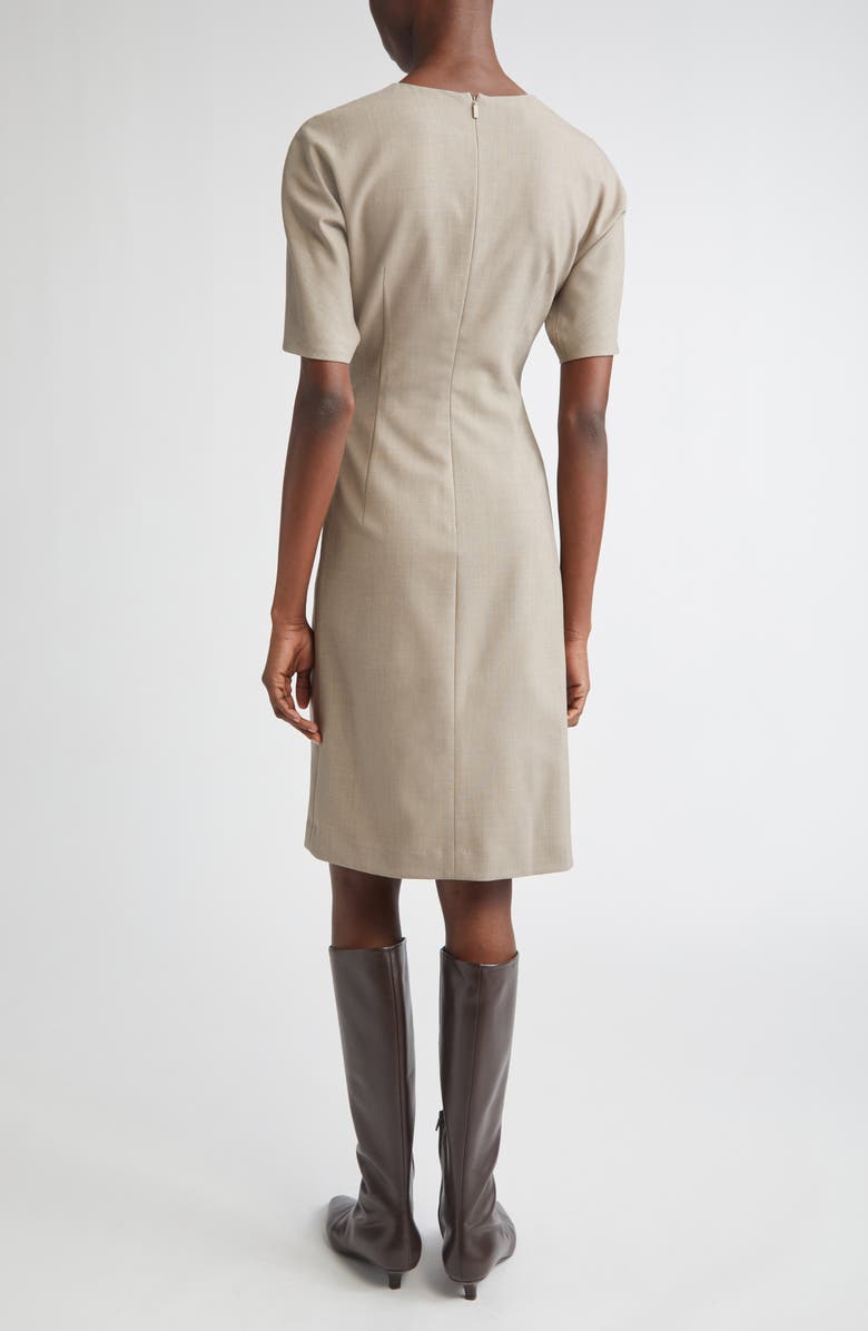 Lafayette 148 New York Short Sleeve Pleated Waist Responsible Stretch Wool Dress, Alternate, color, Hickory Melange