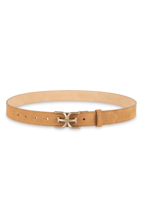 Logo Buckle Leather Belt