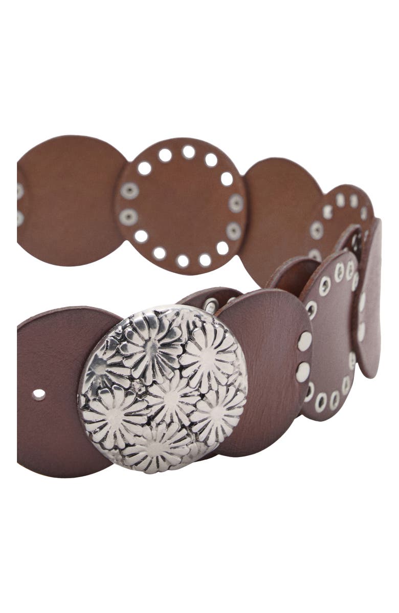 MANGO Studded Leather Belt, Alternate, color, 