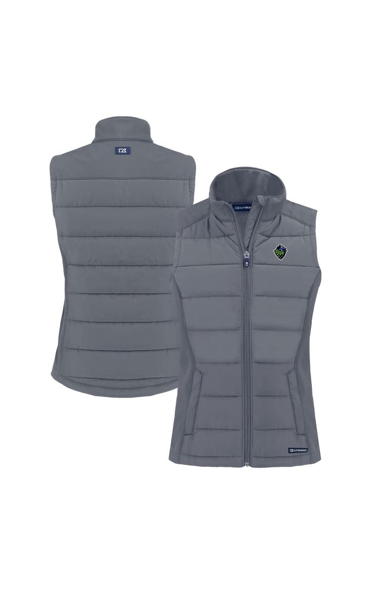 Cutter & Buck Women's Cutter & Buck Gray Hillsboro Hops Evoke Hybrid PrimaLoft Eco Softshell Recycled Full-Zip Vest, Main, color,