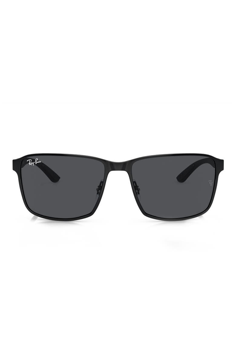 59mm Square Gradient Sunglasses, Main, color, MATTE BLACK