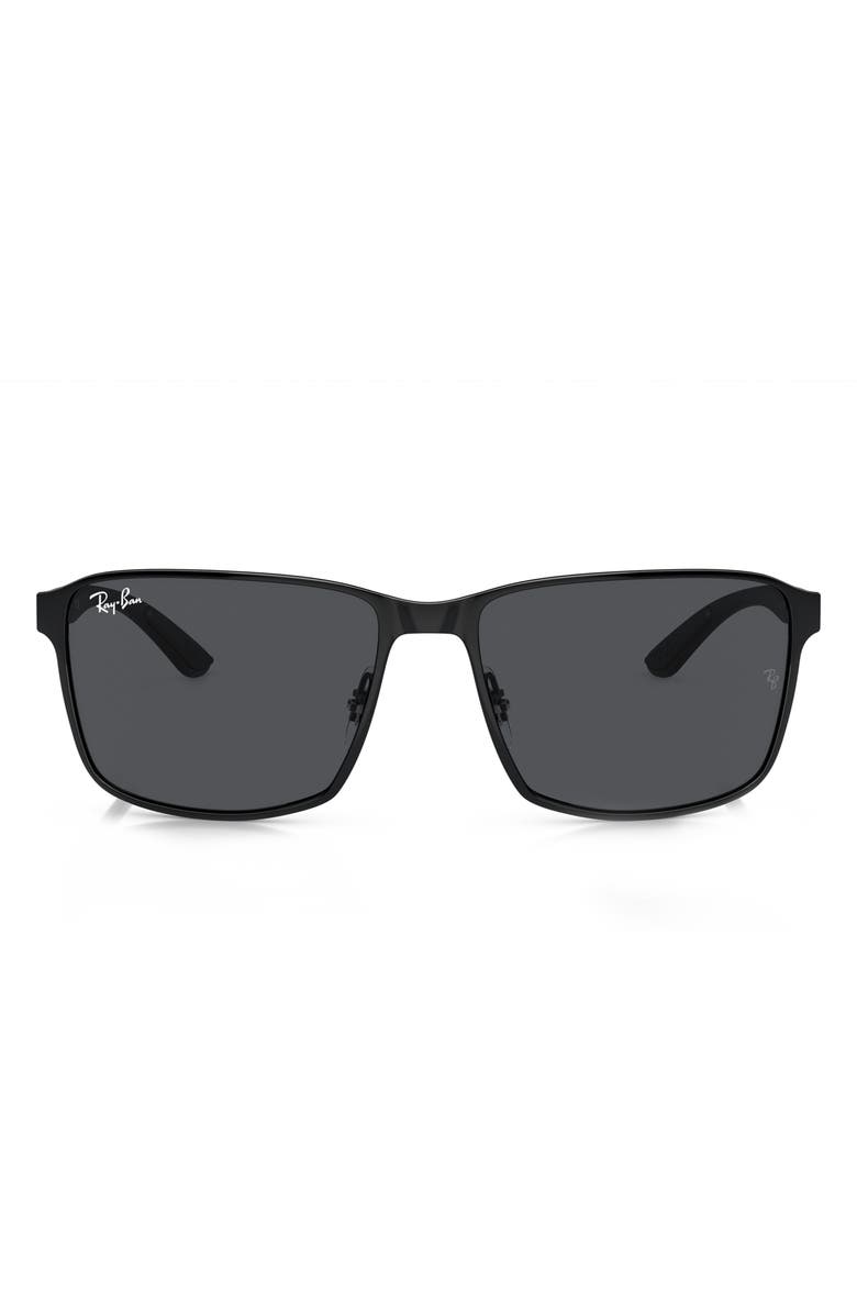 Ray-Ban 59mm Square Gradient Sunglasses, Main, color, Matte Black