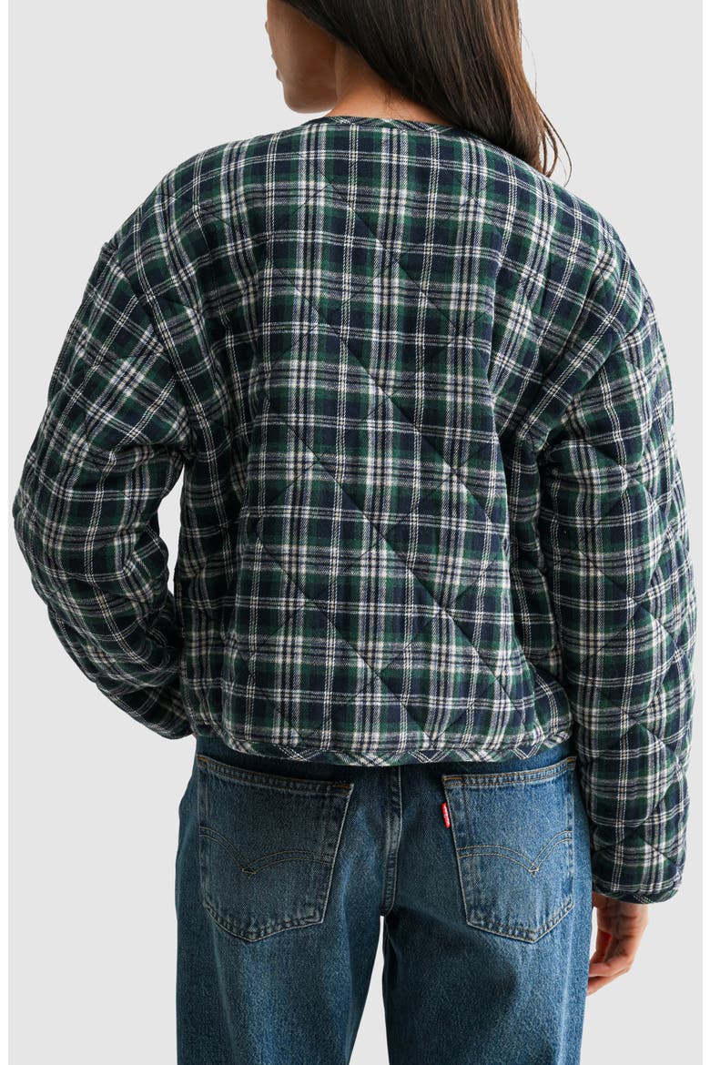 Plaid Quilted Jacket, Alternate, color, GREEN PLAID