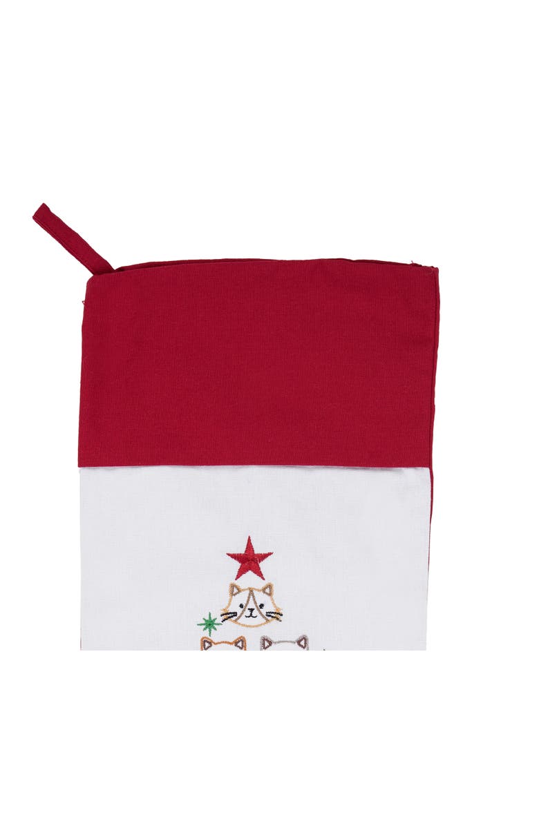 C&F Home 8.5" x 20" Stacked Cat Face Christmas Tree Embroidered Hanging Large Christmas Stocking, Alternate, color, Red