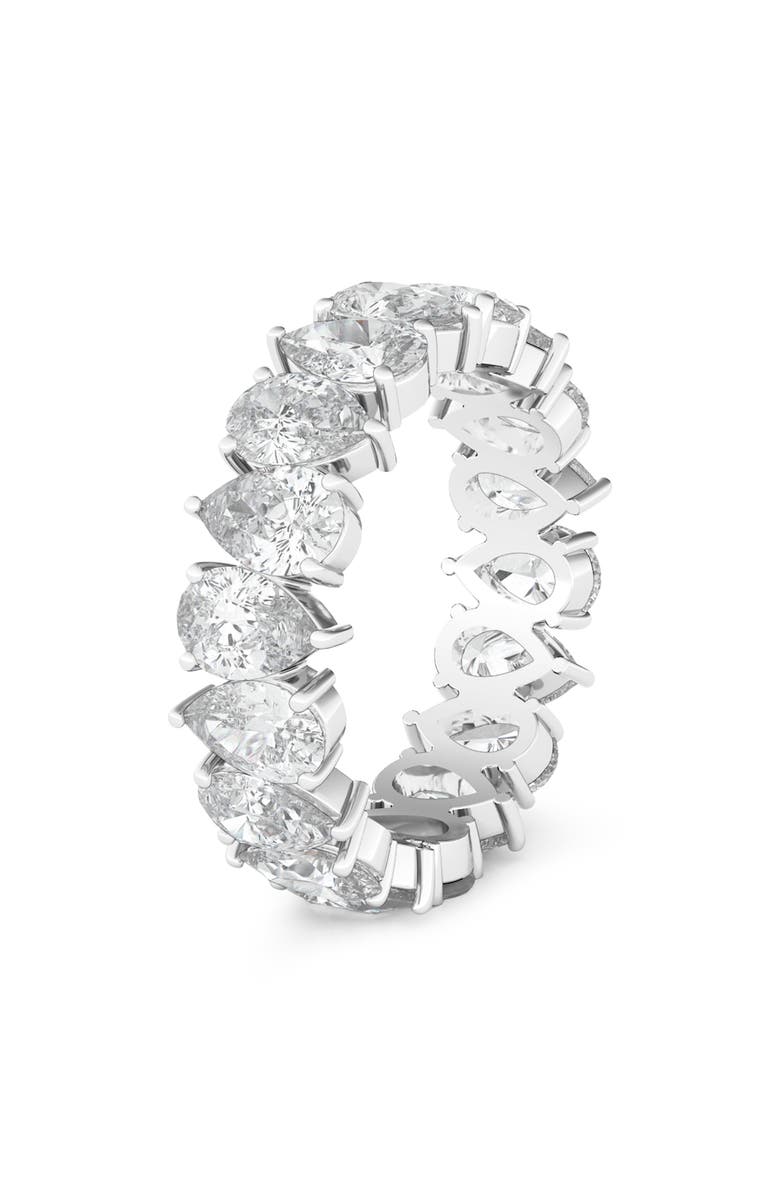 HauteCarat Alternating Pear Lab Created Diamond Eternity Ring, Alternate, color, 