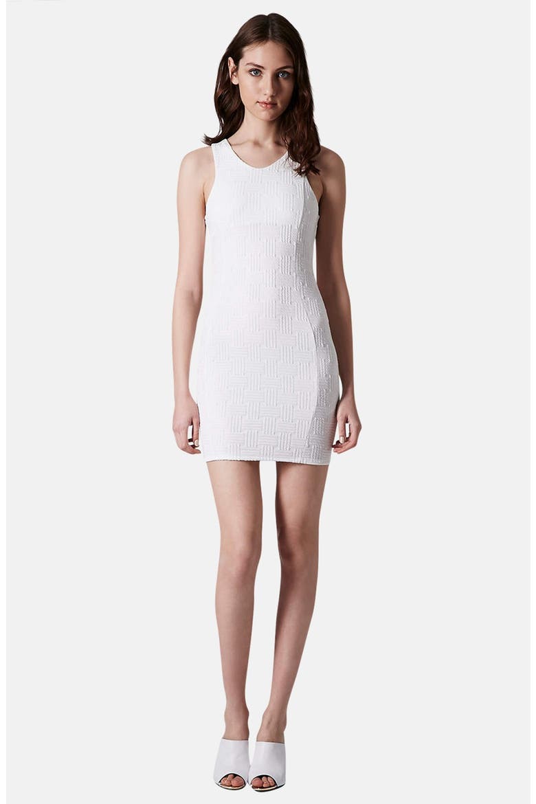 Jacquard Body-Con Dress, Alternate, color, WHITE