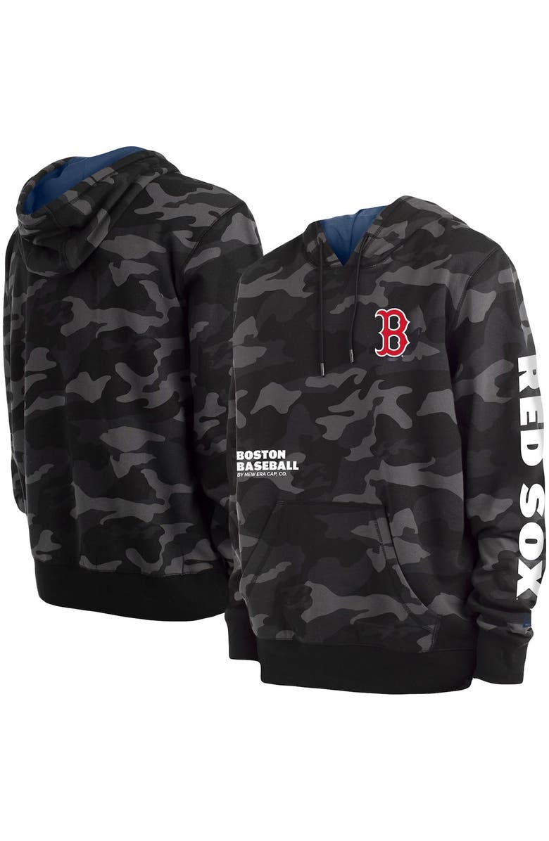 New Era Men's New Era Black Boston Red Sox Camo Pullover Hoodie, Main, color, 