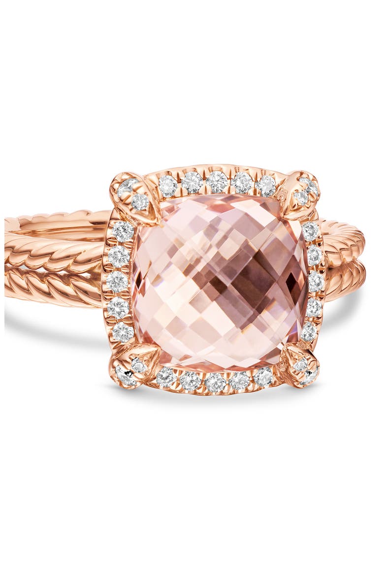 Chatelaine® Pavé Bezel Ring in 18K Rose Gold, Alternate, color, ROSE GOLD/ DIAMOND/ MORGANITE