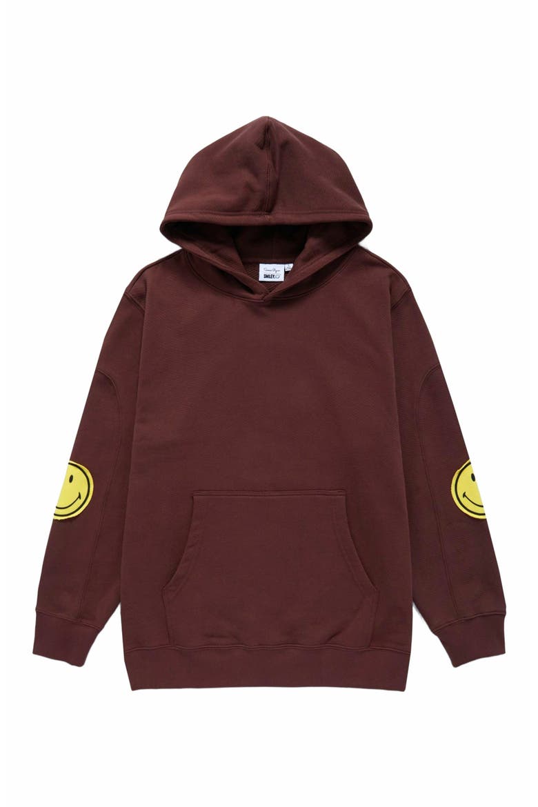 SMILEY OVERSIZED HOODIE, Alternate, color, BROWN