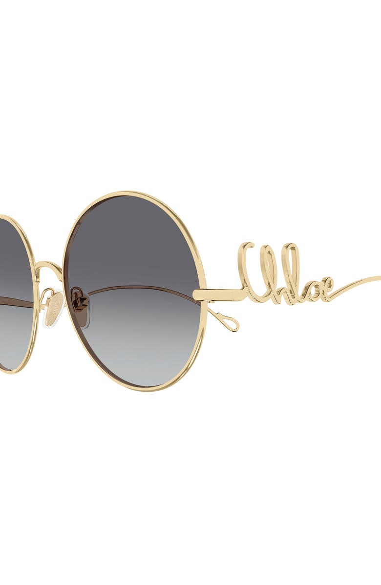 Chloé 60mm Round Sunglasses, Alternate, color, Gold/ Grey Lens