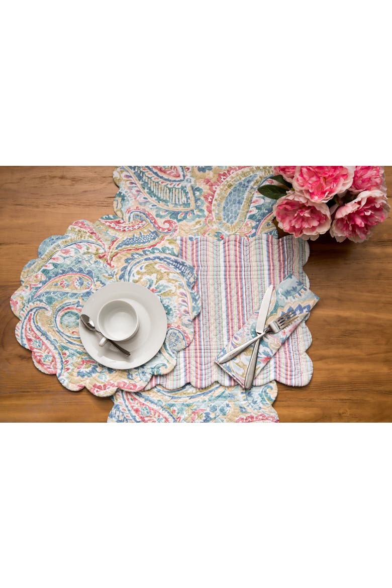 Maisie Cotton Quilted Reversible Placemats Set of 6, 13" x 19", Alternate, color, Yellow