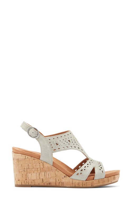 Rockport Belis Laser-cut Platform Wedge Sandal In Medium Green