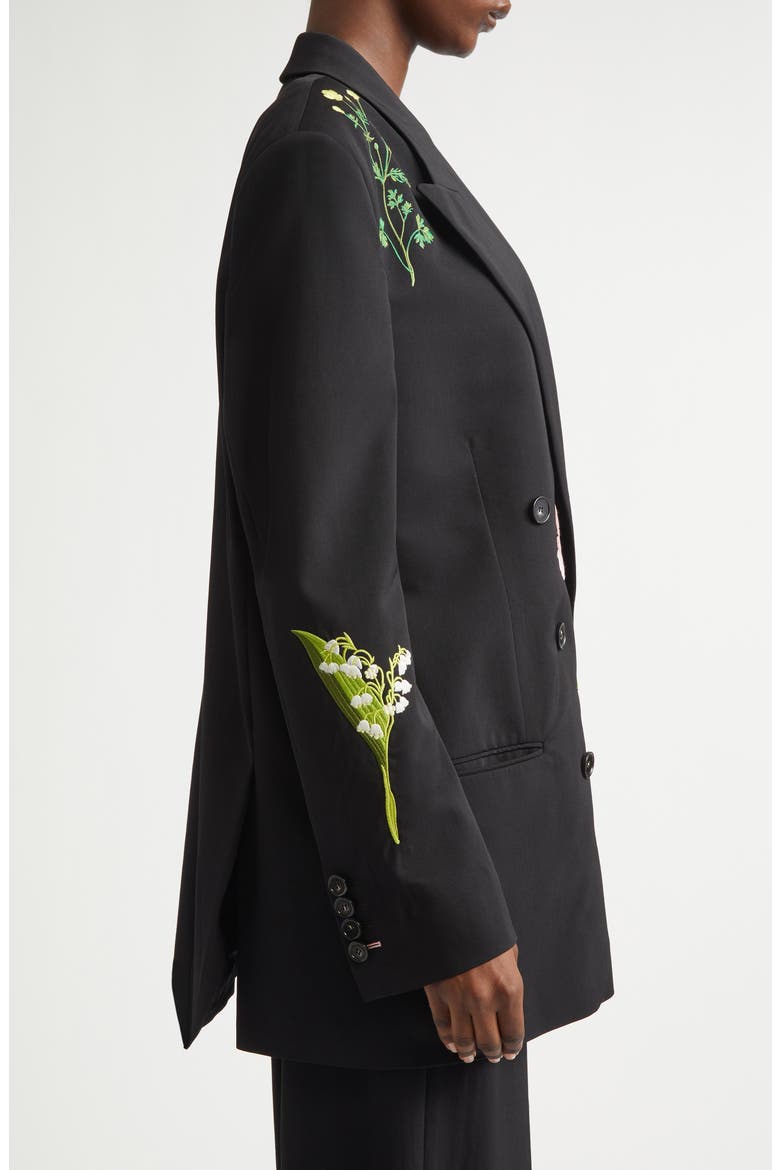Flower Embroidery Wool Jacket, Alternate, color, BLACK