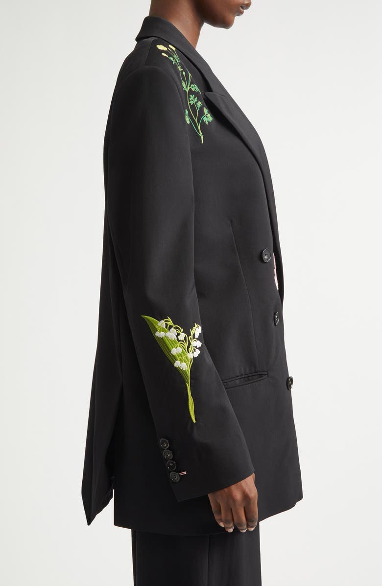 Stella McCartney Flower Embroidery Wool Jacket, Alternate, color, Black