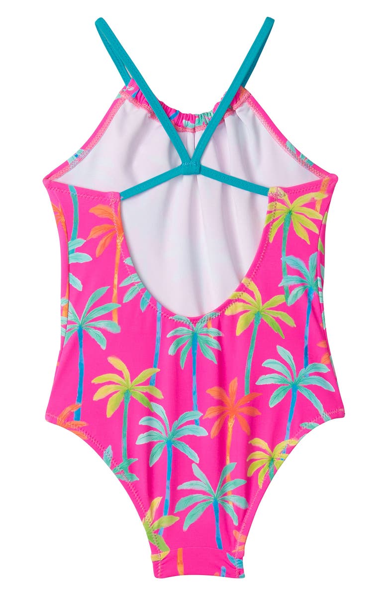Hatley Kids' Painted Palms Gathered One-Piece Swimsuit, Alternate, color, 