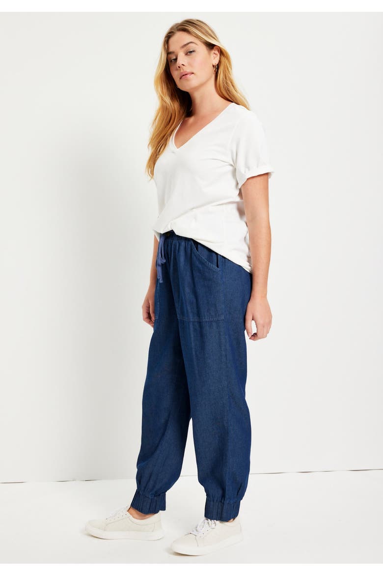Drawstring Denim Jogger, Alternate, color, LIGHT STONEWASH