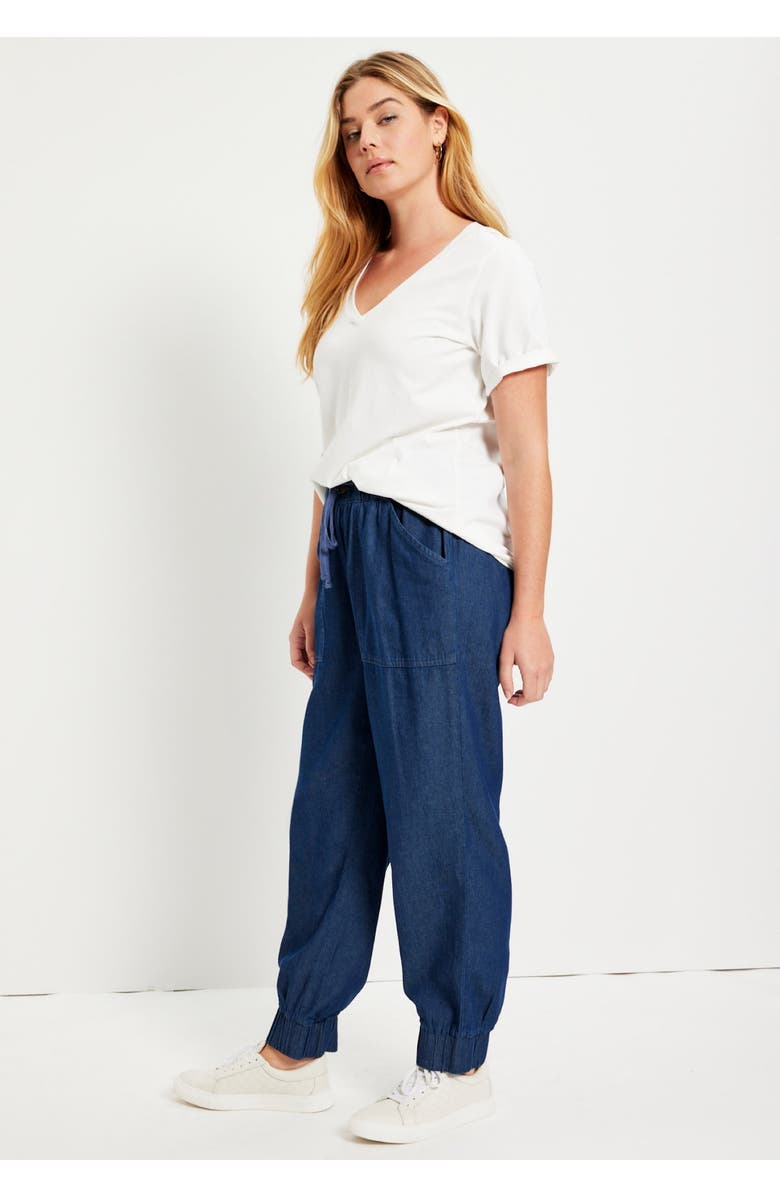 June + Vie Drawstring Denim Jogger, Alternate, color, Medium Wash