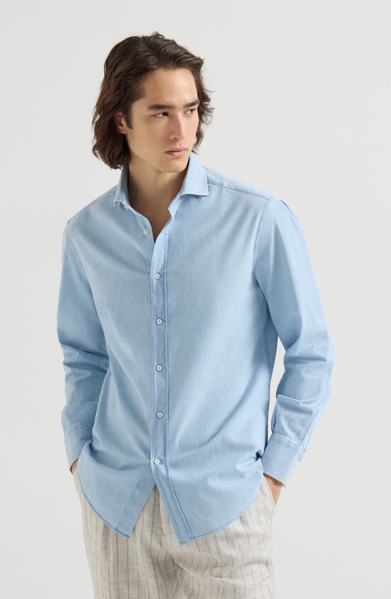 Brunello Cucinelli Chambray shirt, Main, color, Medium Denim