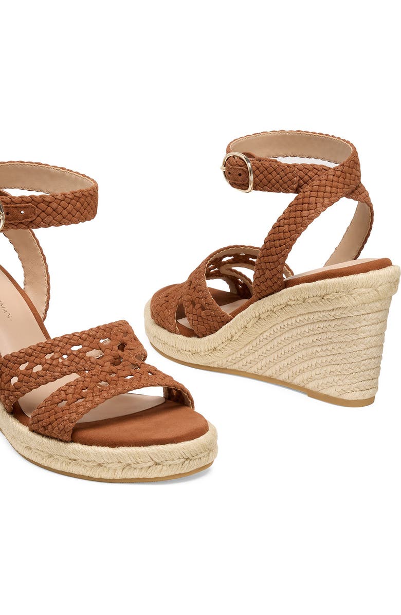 Stuart Weitzman <p>Bria Leather Espadrille Wedge Sandal (Women) </p>, Alternate, color, Saddle