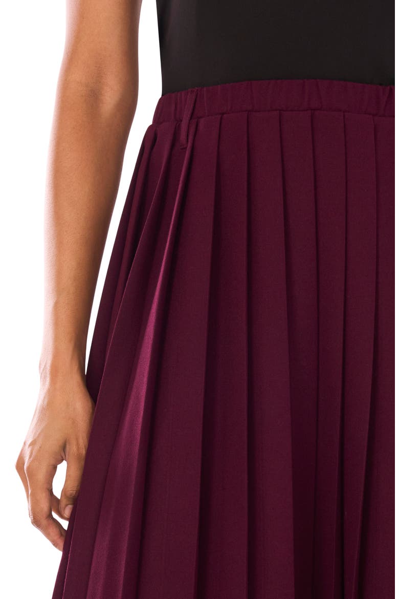 Pleated Midi Skirt, Alternate, color, WINE