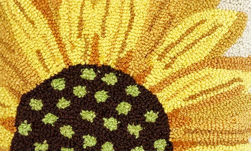 R16 Home Sunflower Looped Accent Pillow In Yellow Multi
