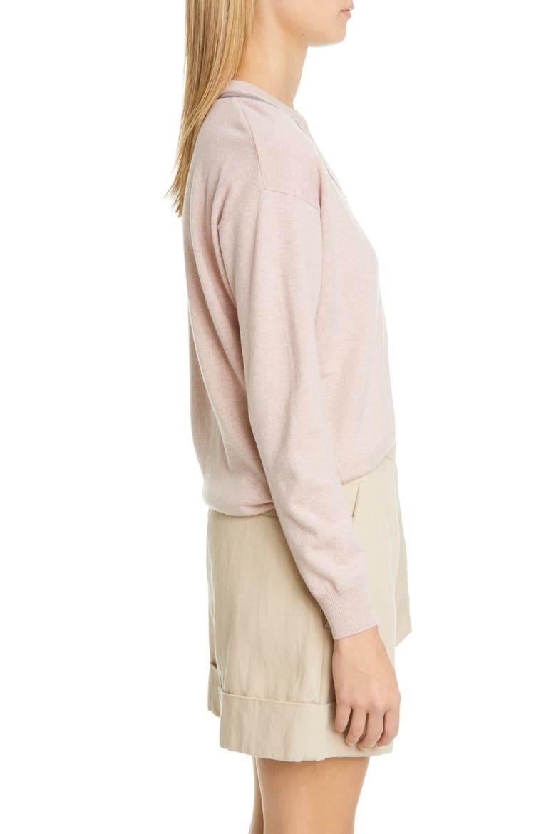 Monili Inset Cashmere Sweater, Alternate, color, PINK POWDER