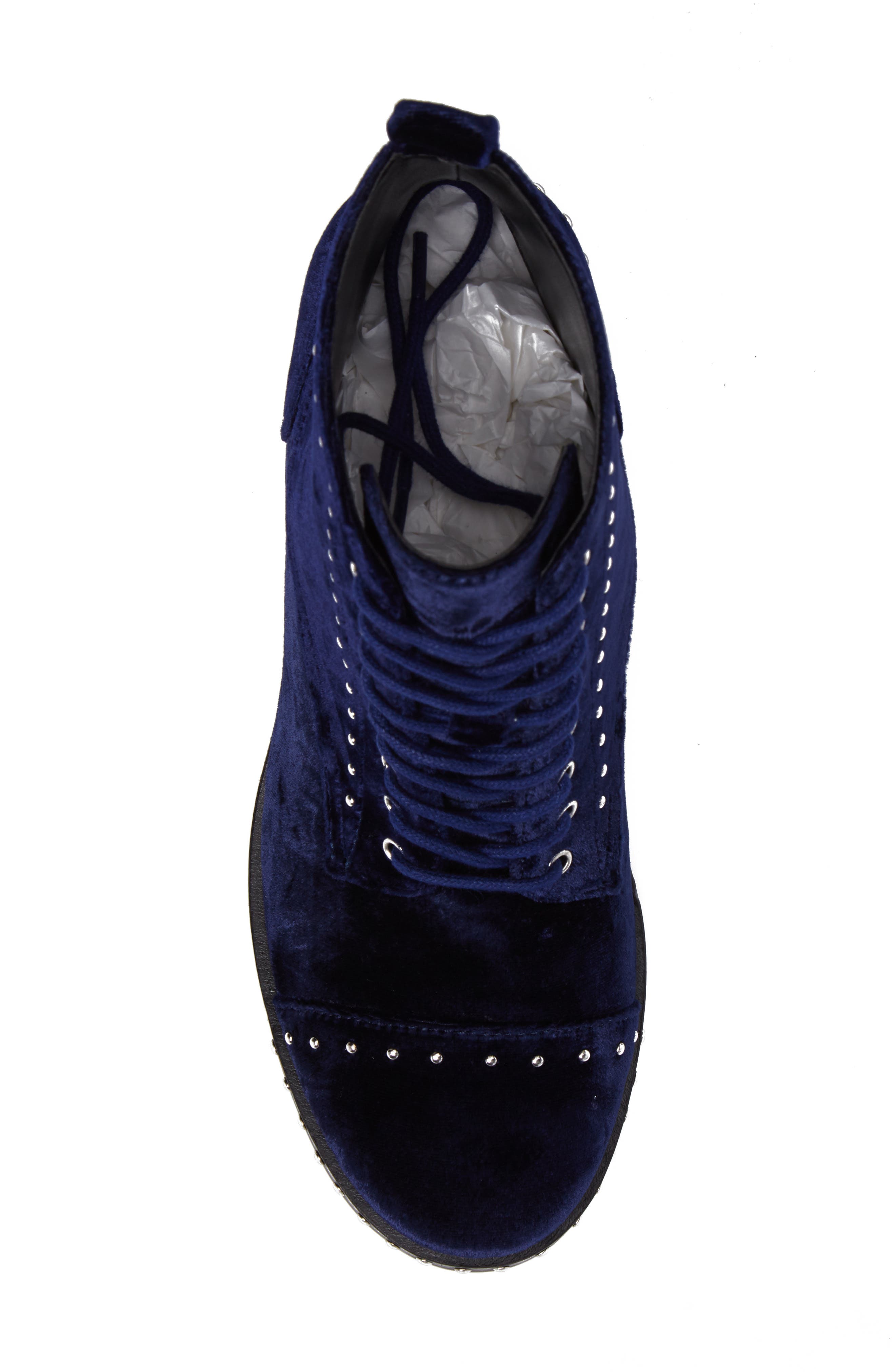 Cassidey Studded Cap Toe Bootie, Alternate, color, MEDIUM BLUE VELVET
