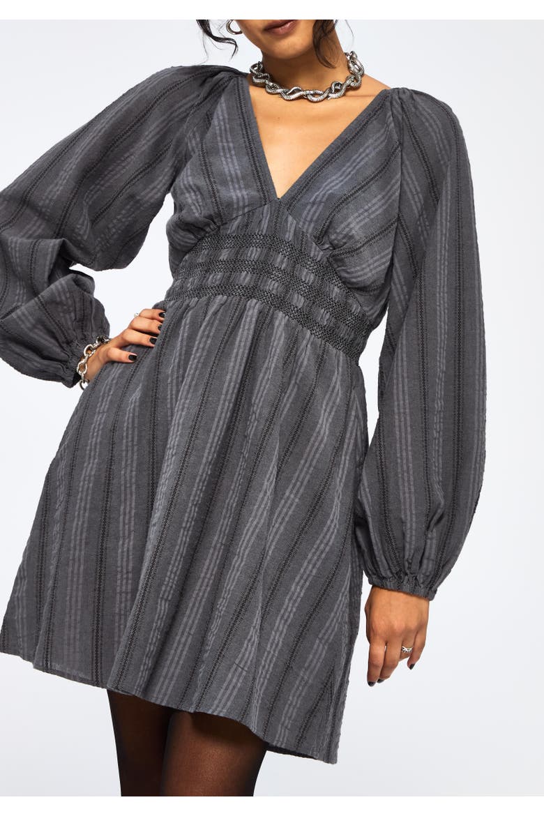Grove Cotton Blend Smock Mini Dress, Alternate, color, Grey