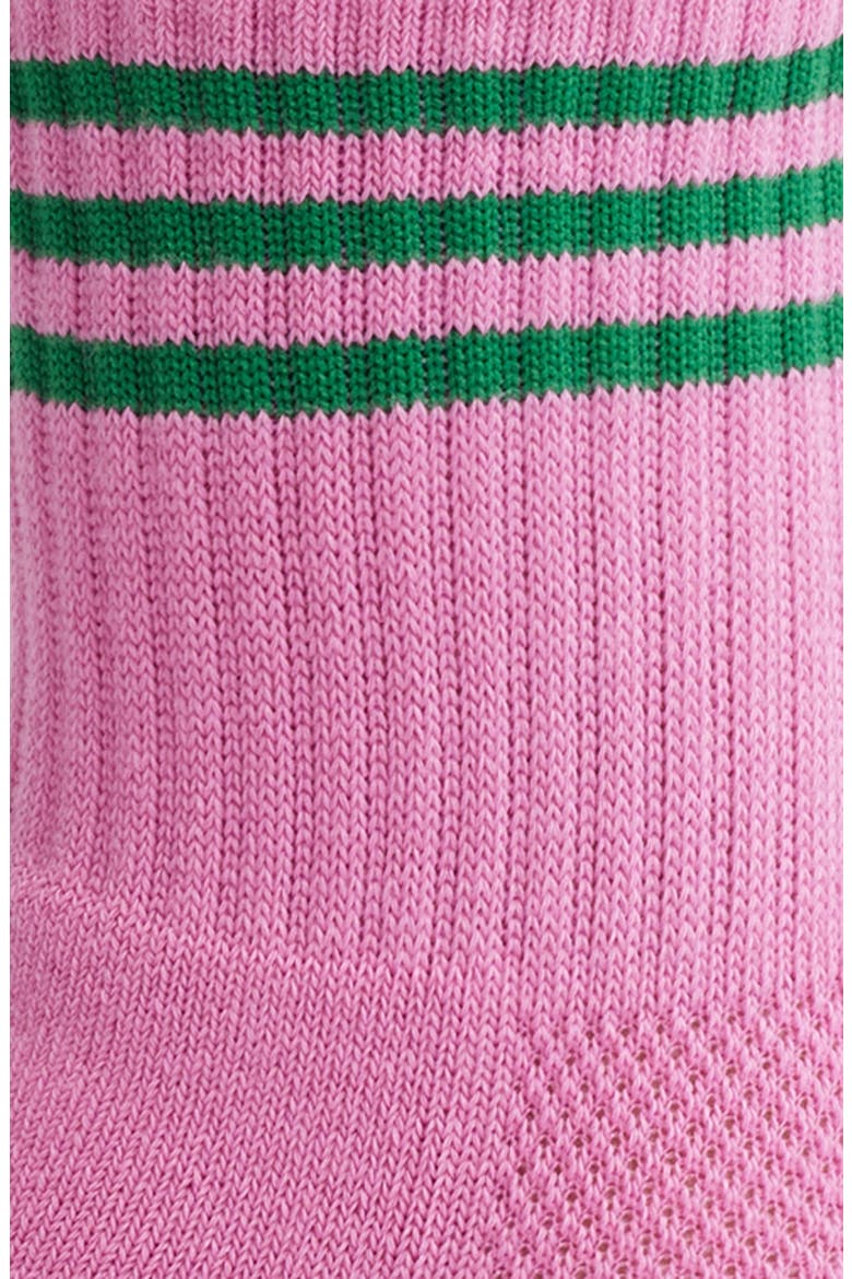 Girlfriend Stripe Cotton Blend Rib Quarter Socks, Alternate, color, ROSE PINK