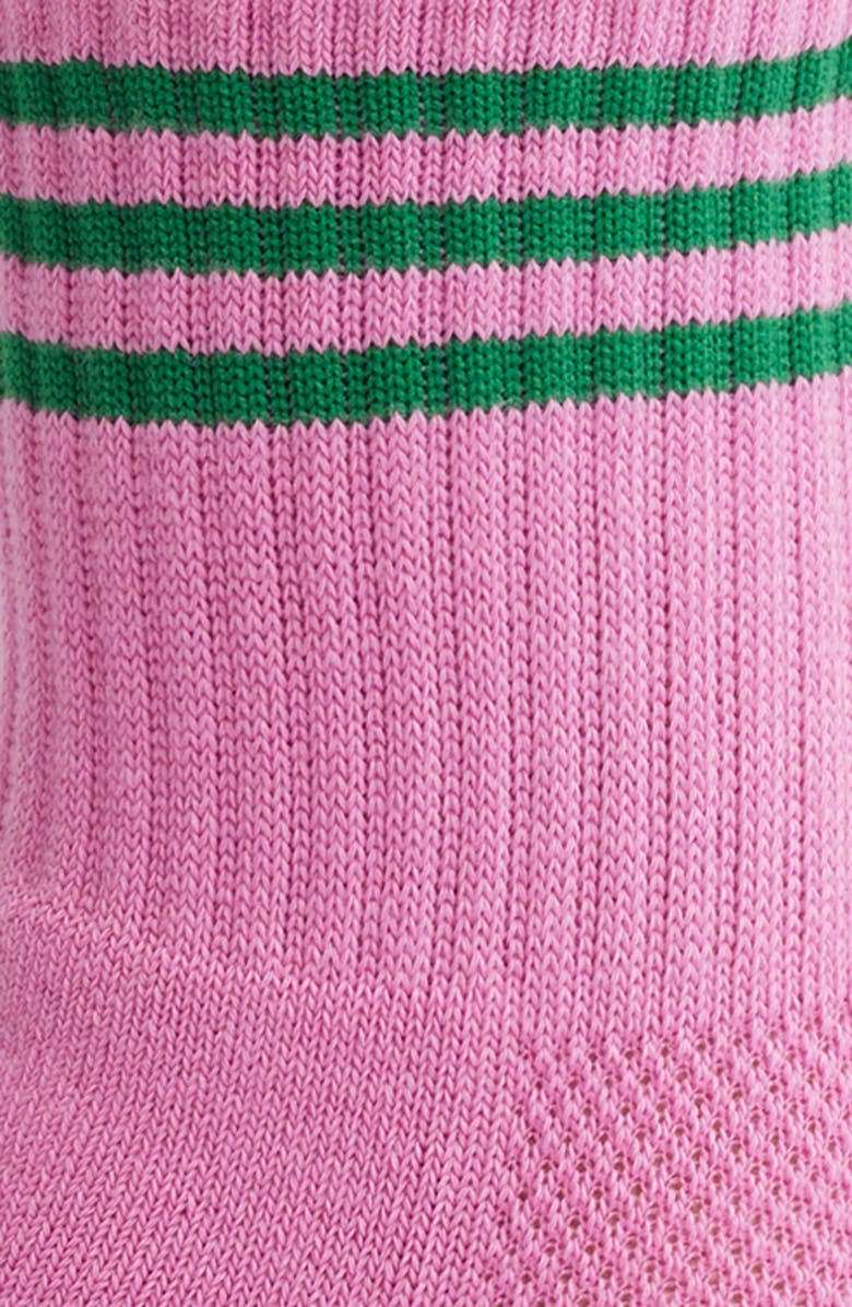 Le Bon Shoppe Girlfriend Stripe Cotton Blend Rib Quarter Socks, Alternate, color, Rose Pink