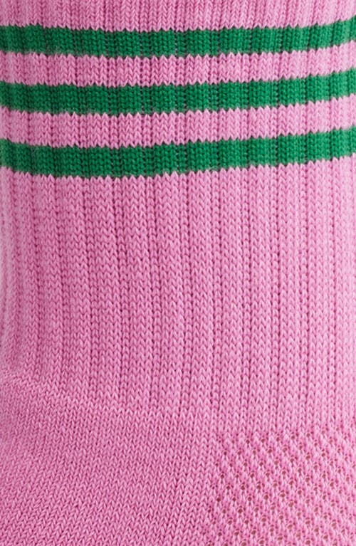 Le Bon Shoppe Girlfriend Stripe Cotton Blend Rib Quarter Socks In Rose Pink