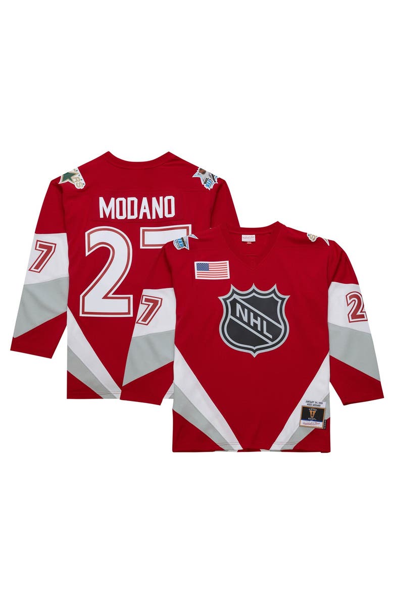 Mitchell & Ness Men's Mitchell & Ness Mike Modano Scarlet 1999 NHL All-Star Game Blue Line Player Jersey, Alternate, color,