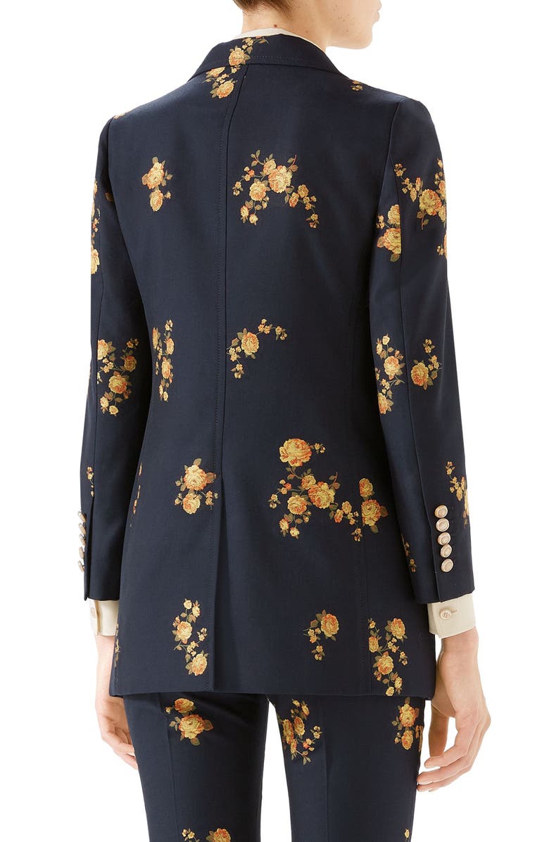 Gucci Camellia Fil Coupé Cotton & Wool Jacket, Alternate, color, 