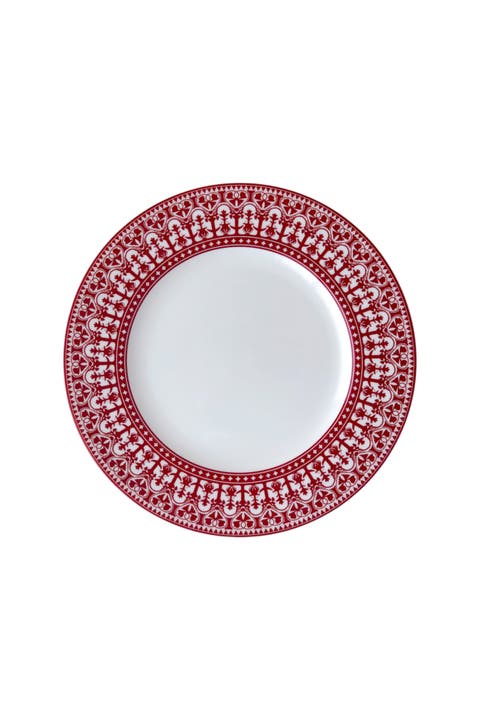 Casablanca Crimson Rimmed Dinner Plate  - Porcelain - Set 4